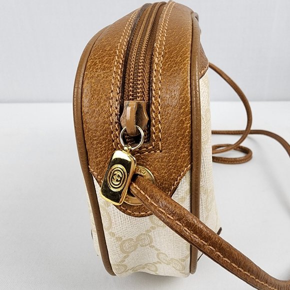 Vintage GUCCI Sherry GG Pattern Brown Leather Mini Shoulder Bag - Picture 9 of 13